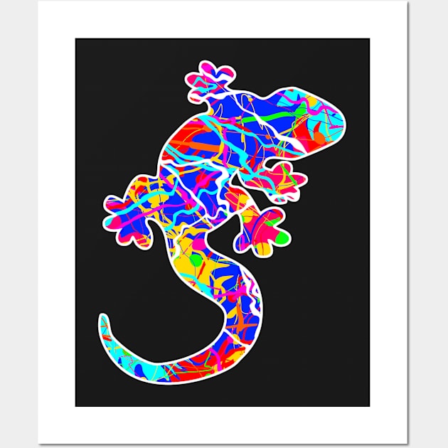 Colorful surreal psychedelic lizard king I Wall Art by simbamerch
